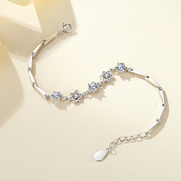 S925 Sterling Silver Niche Six-pointed Star Bracelet Women