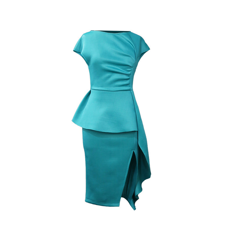 Women's Large Size Dress With Irregular Ruffles