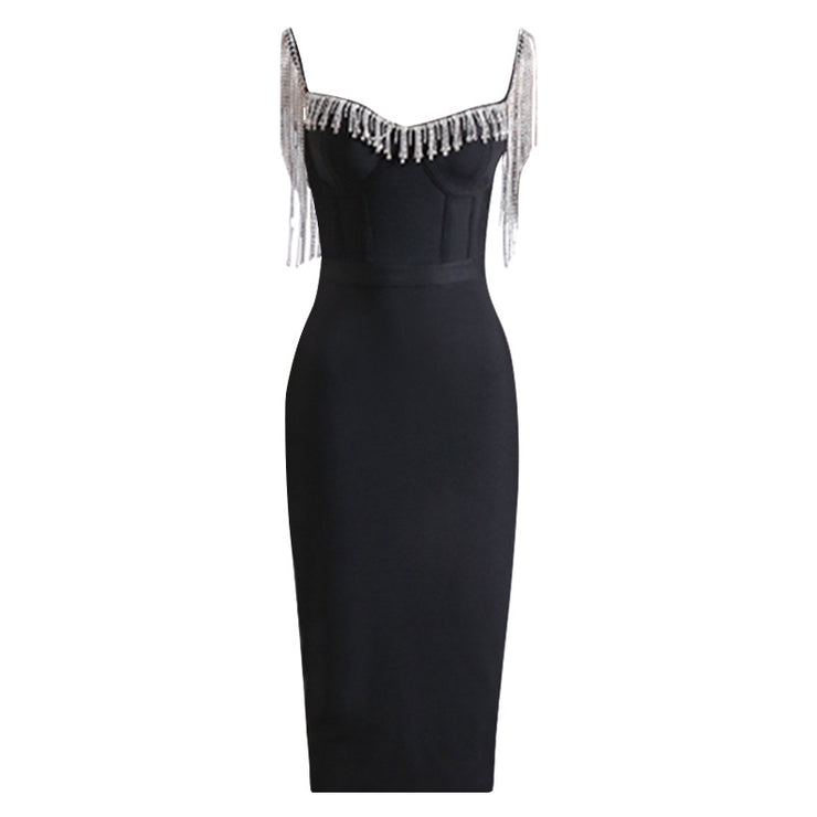 Women's Dress Skirt Light Luxury Minority Rhinestone Tassel Dress