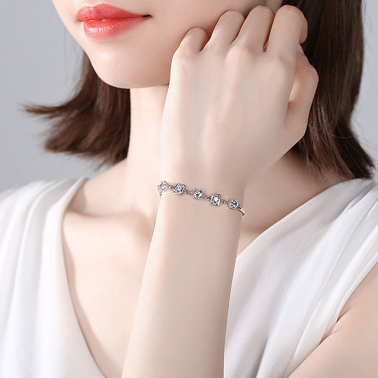 S925 Sterling Silver Niche Six-pointed Star Bracelet Women