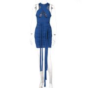 Sexy Halter Neck Streamer Pleated Tight-fitting Hip Dress